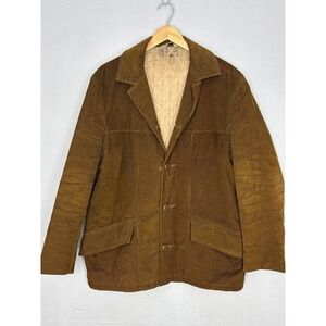 Vintage Fingerhut Corduroy Blazer Mens Tan Brown Notch Lapel Lined Collared 40